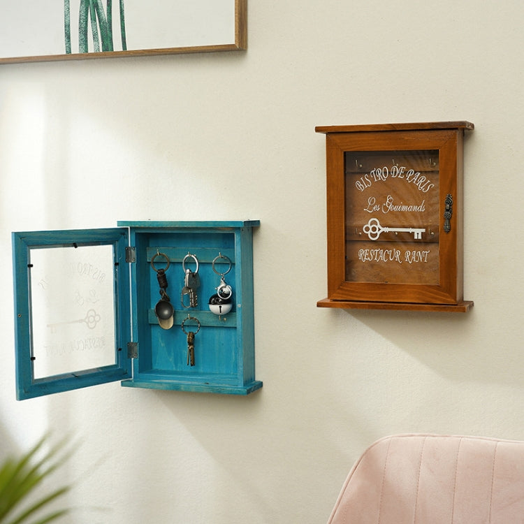 Entry Wooden Wall Hanging Key Storage Box, Spec: Blue