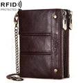 HUMERPAULBP926 RFID Anti-Magnetic Wallet Men Double Zipper Coin Purse(Brown)