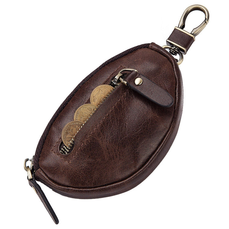 BP807 Car Key Case Casual Leather Key Chain Coin Pocket(Brown)
