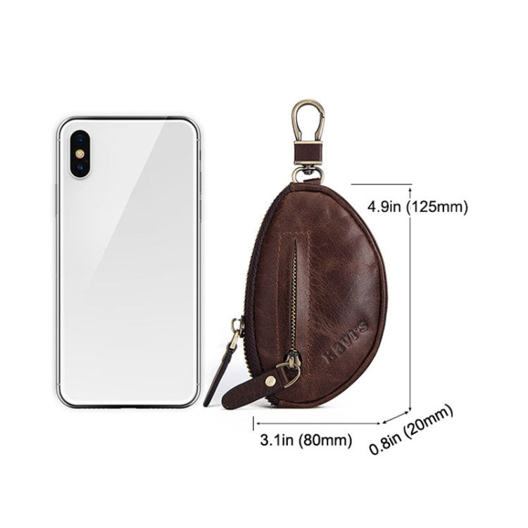 BP807 Car Key Case Casual Leather Key Chain Coin Pocket(Brown)