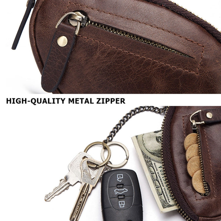 BP807 Car Key Case Casual Leather Key Chain Coin Pocket(Brown)