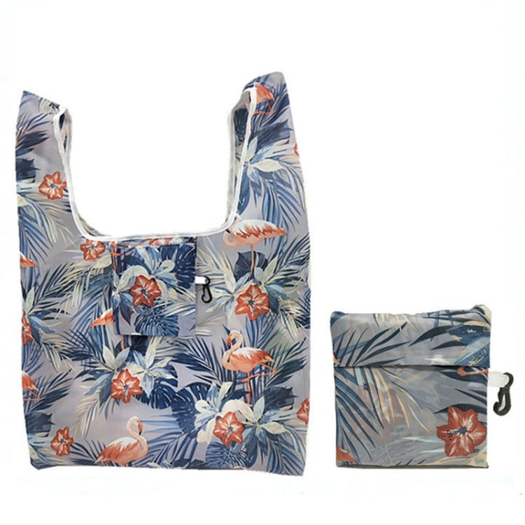 M0048 Portable Foldable Printed Shopping Bag(Purple Flamingo)
