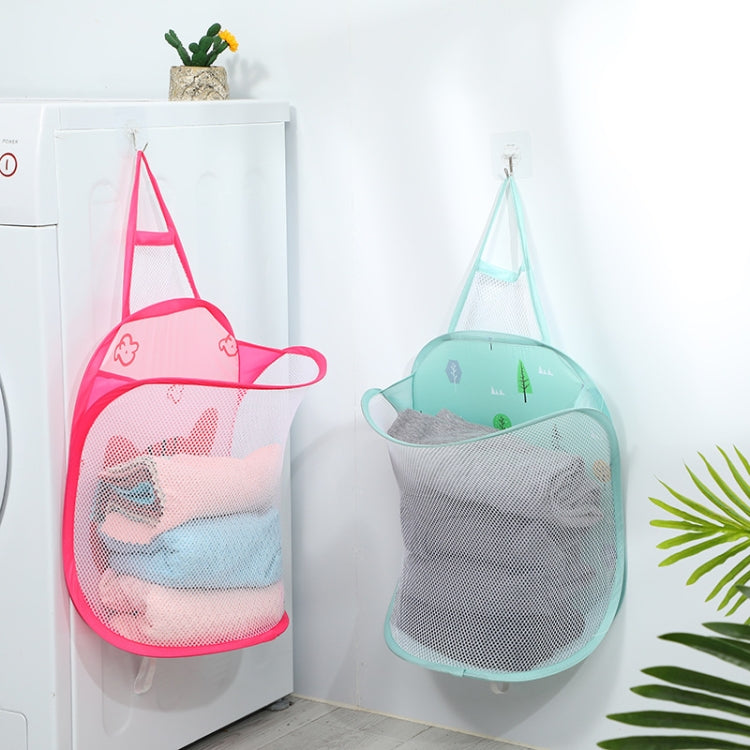 Household Folding Wall Mounted Dirty Basket, Color: White Net