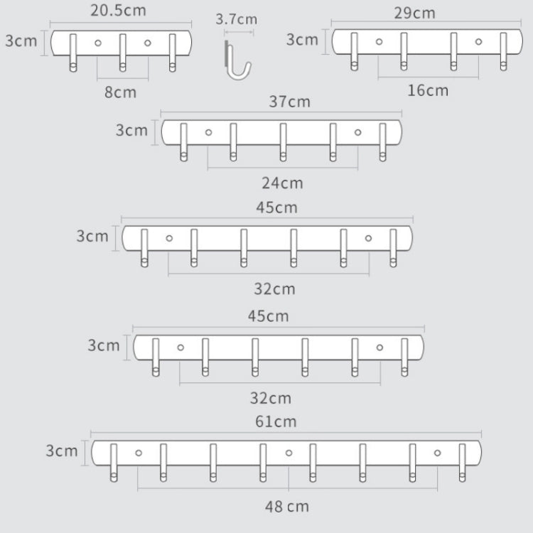 304 Stainless Steel No Punching Door Rear Coat Hook, Specification: 4 Hooks