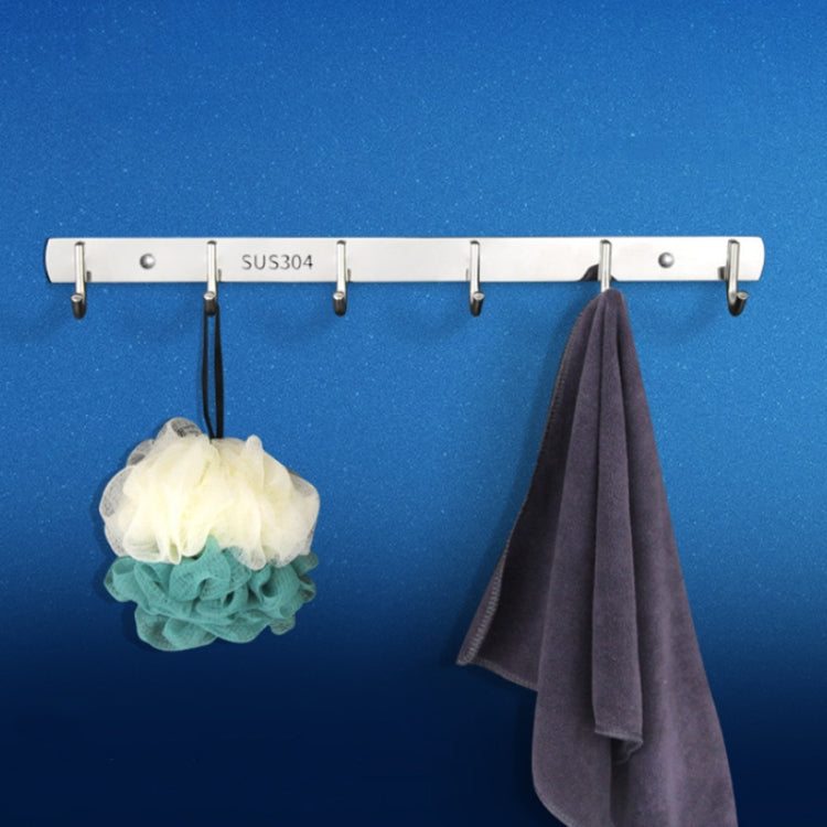 304 Stainless Steel No Punching Door Rear Coat Hook, Specification: 7 Hooks