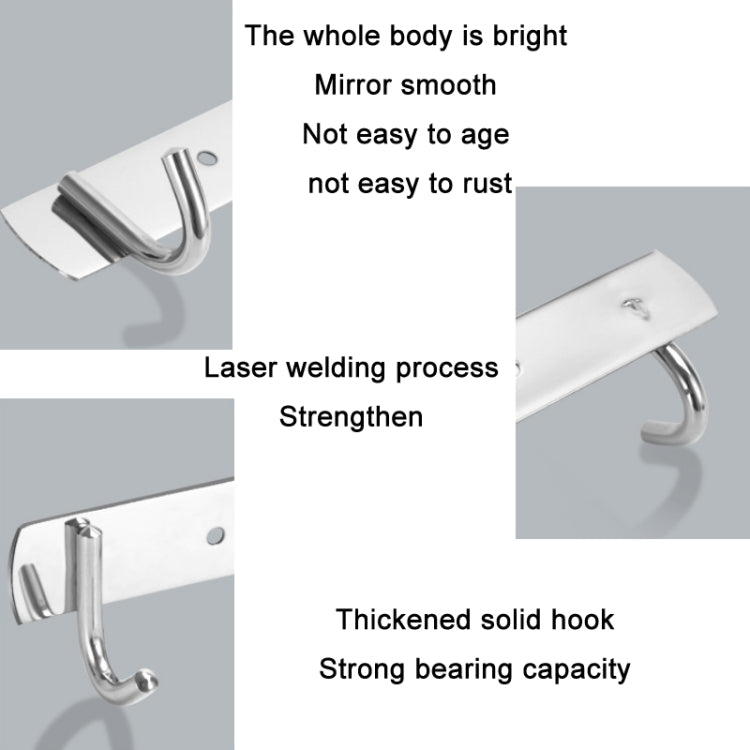304 Stainless Steel No Punching Door Rear Coat Hook, Specification: 8 Hooks