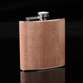 6oz Wood Leather Hip Flask Stainless Steel Whiskey Wine Alcohol Flagon(Style 1)