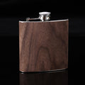6oz Wood Leather Hip Flask Stainless Steel Whiskey Wine Alcohol Flagon(Style 3)