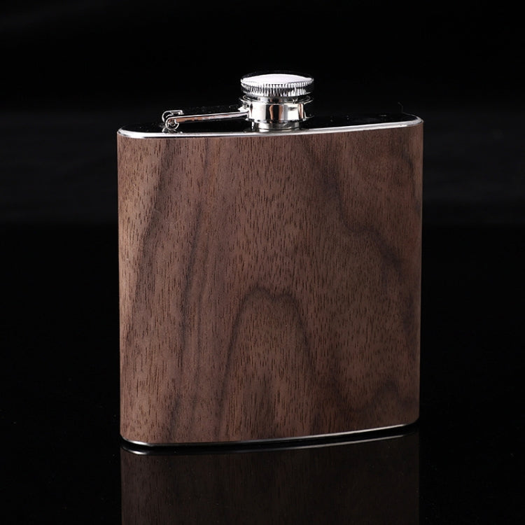 6oz Wood Leather Hip Flask Stainless Steel Whiskey Wine Alcohol Flagon(Style 3)