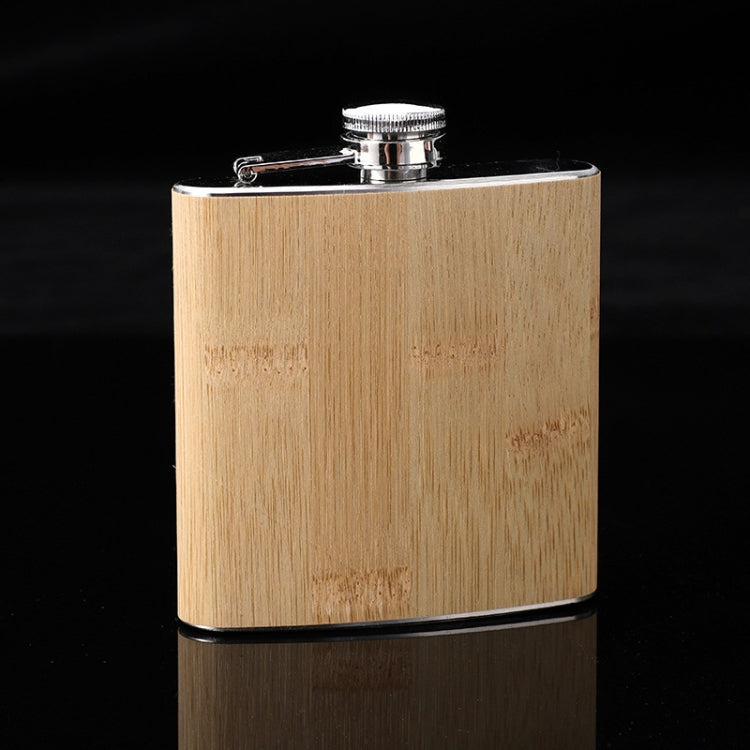 6oz Wood Leather Hip Flask Stainless Steel Whiskey Wine Alcohol Flagon(Style 4)