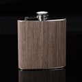 6oz Wood Leather Hip Flask Stainless Steel Whiskey Wine Alcohol Flagon(Style 5)