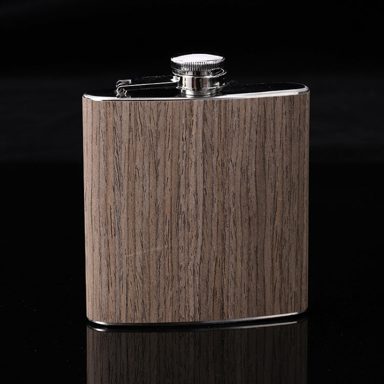 6oz Wood Leather Hip Flask Stainless Steel Whiskey Wine Alcohol Flagon(Style 5)