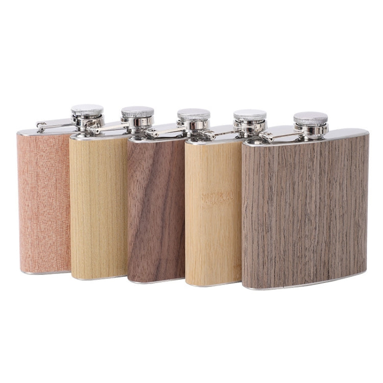 6oz Wood Leather Hip Flask Stainless Steel Whiskey Wine Alcohol Flagon(Style 5)