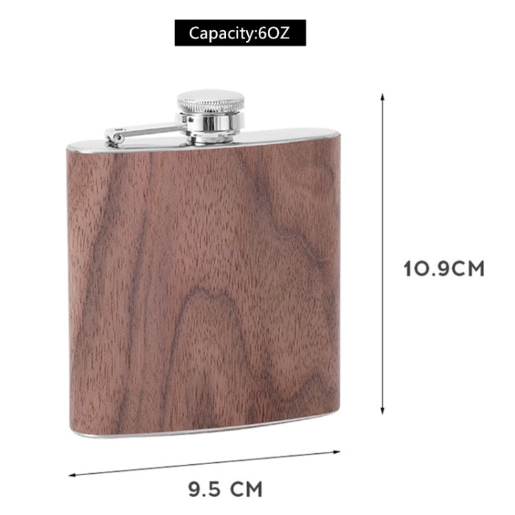 6oz Wood Leather Hip Flask Stainless Steel Whiskey Wine Alcohol Flagon(Style 2)