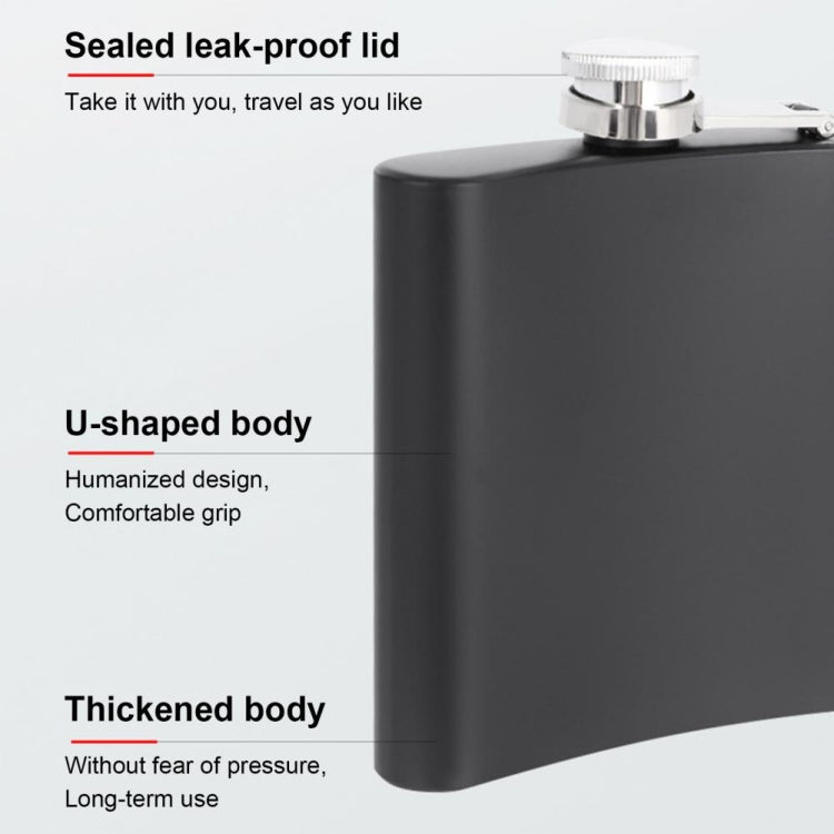 6oz 304 Stainless Steel Matte Black Paint Flagon Whiskey Vodka Wine Pot Hip Flask