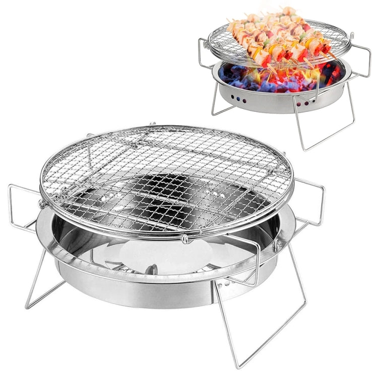 RG_011 Outdoor Round Folding Stainless Steel Barbecue Grill, Size: 30 x 19.5cm