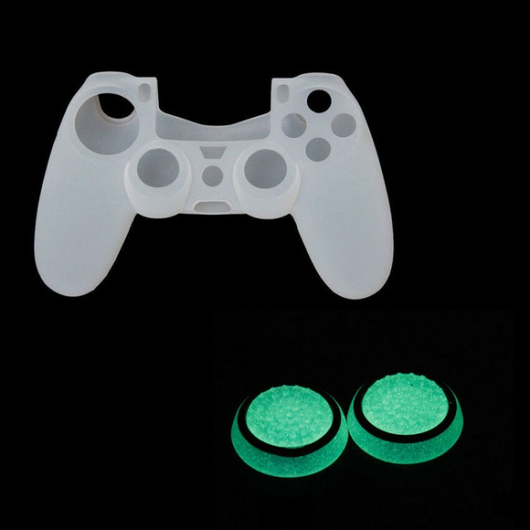10 PCS Gamepad Silicone Luminous Button Cap Rocker Cap For PS5/PS4/PS3/ONE/360/PRO/series X/S(Black Light Blue)