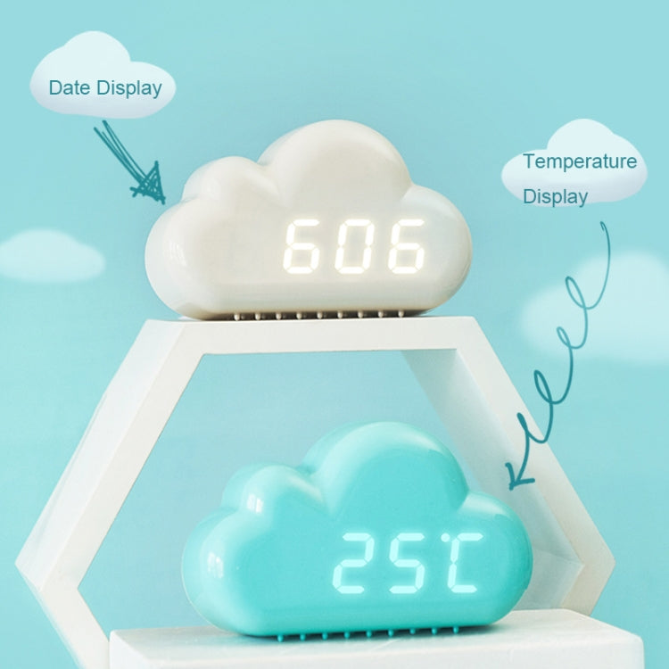 1966 Cute Cloud Shape Voice-activated LED Bedside Alarm Clock(White)