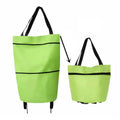 Portable Shopping Cart Foldable Tote With Wheels(Green)
