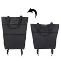 Portable Shopping Cart Foldable Tote With Wheels(Black)