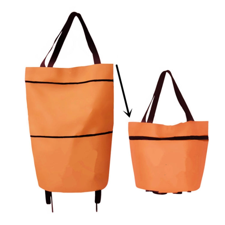 Portable Shopping Cart Foldable Tote With Wheels(Orange)