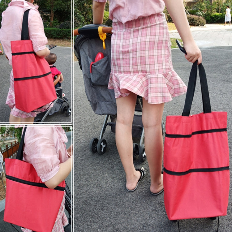 Portable Shopping Cart Foldable Tote With Wheels(Green)