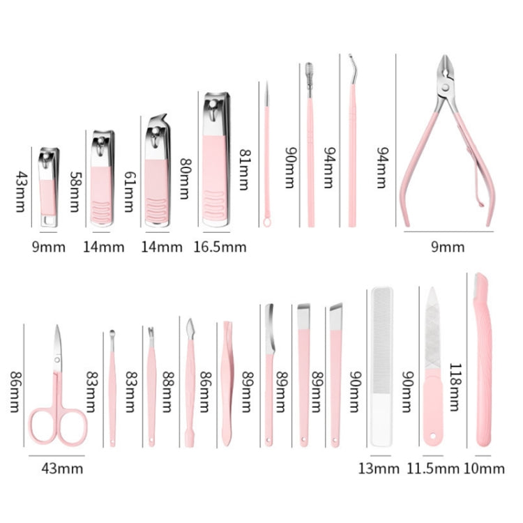 Stainless Steel Nail Clipper Set Beauty Eyebrow Trimmer, Color: 6 PCS/Set (Pink)