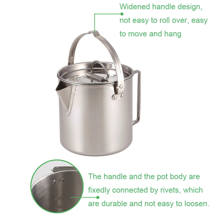 CW-307 Portable Stainless Steel Picnic Cooker Kettle Teapot Hanging Pot(Silver)