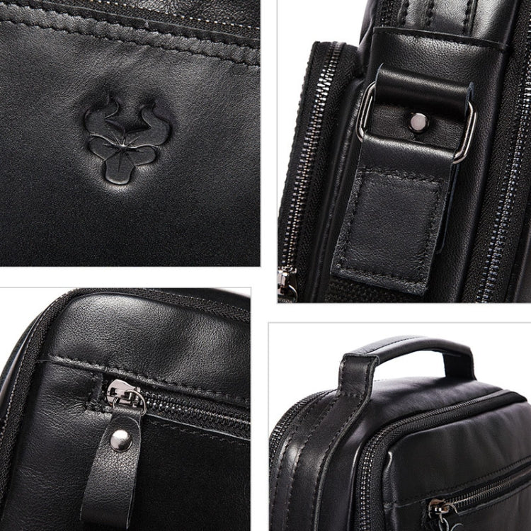 HUMERPAUL MH573 Men Shoulder Bag Leather Messengers Bag(Black)