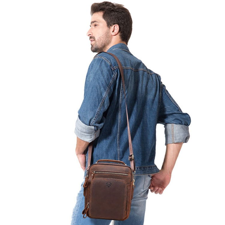 HUMERPAUL MH573 Men Shoulder Bag Leather Messengers Bag(Black)