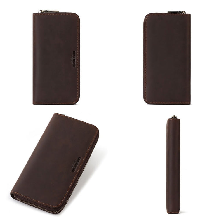 HUMERPAUL BP816 RFID Anti-Magnetic Men Long Wallet Business Retro Multi-Card Solt Handbag(Brown)