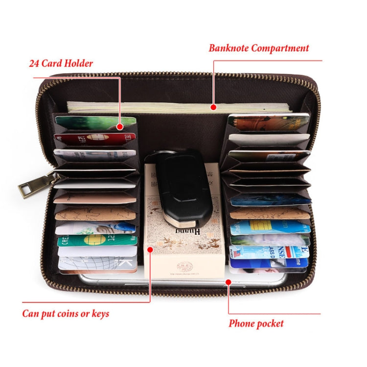HUMERPAUL BP816 RFID Anti-Magnetic Men Long Wallet Business Retro Multi-Card Solt Handbag(Brown)