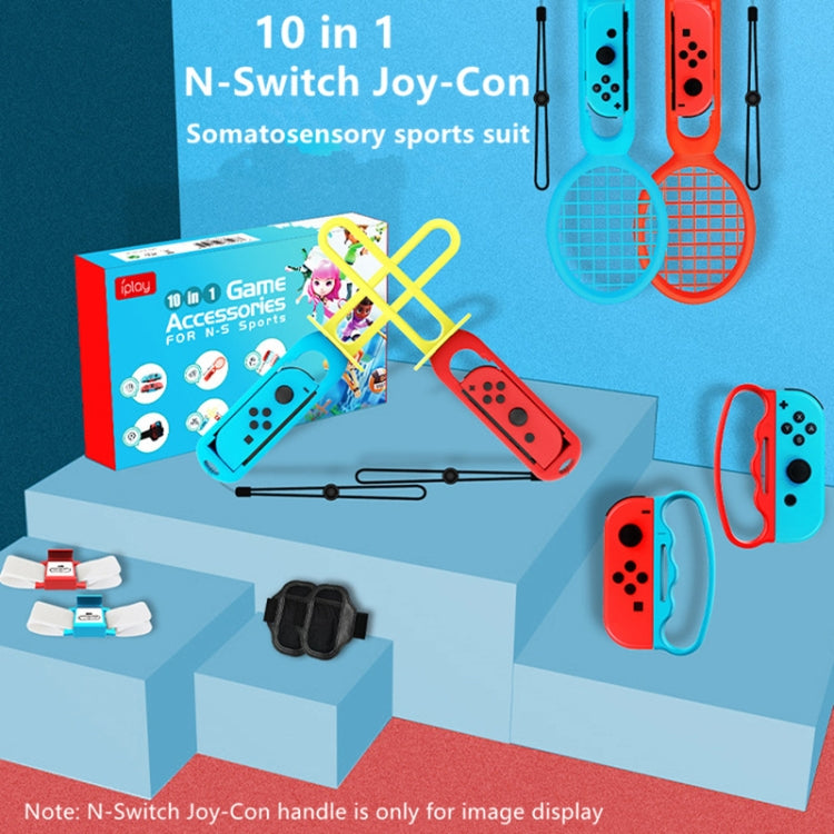IPLAY HBS-447 10 In 1 Grip + Wrist Strap + Strap + Lightsaber + Racket Sports Set For Nintendo Switch(As Show)
