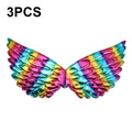 3 PCS Children Prom Dress Up Wings Elf Colorful Wings Party Costume Props(Deep Rainbow)