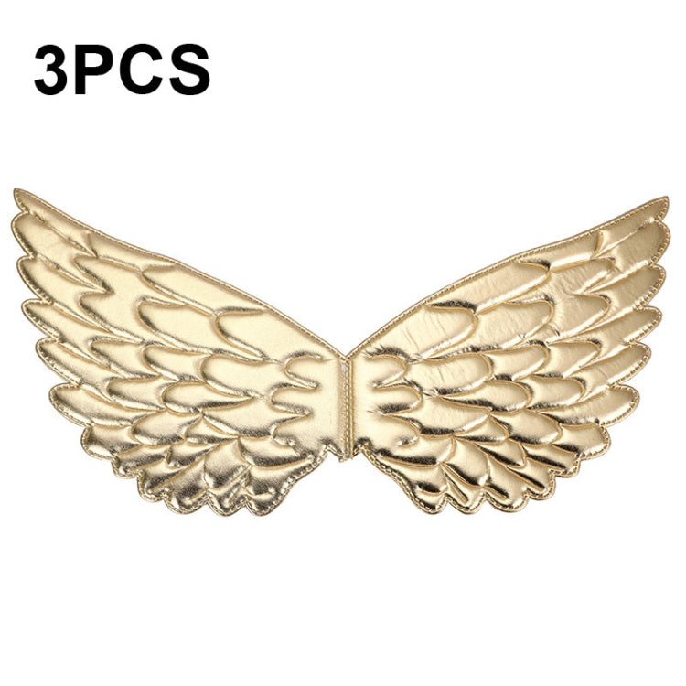3 PCS Children Prom Dress Up Wings Elf Colorful Wings Party Costume Props(Gold)