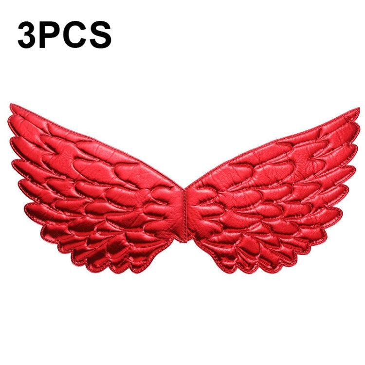 3 PCS Children Prom Dress Up Wings Elf Colorful Wings Party Costume Props(Red)