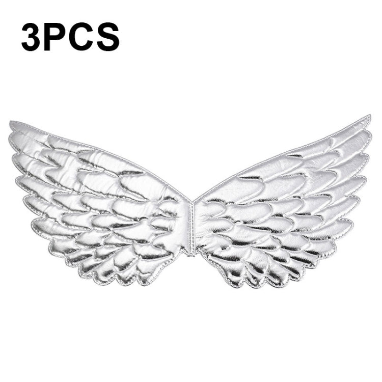 3 PCS Children Prom Dress Up Wings Elf Colorful Wings Party Costume Props(Silver)