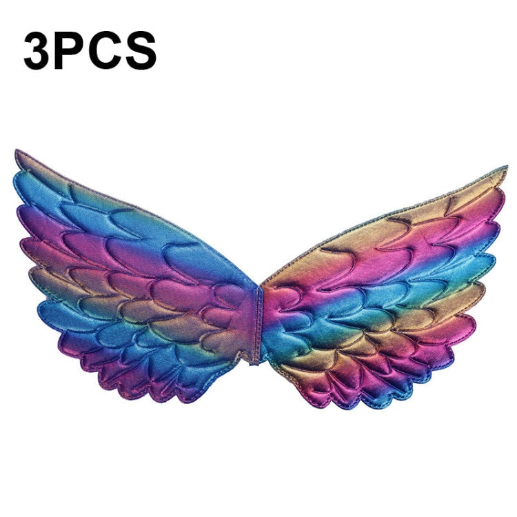 3 PCS Children Prom Dress Up Wings Elf Colorful Wings Party Costume Props(Fantasy Rainbow)