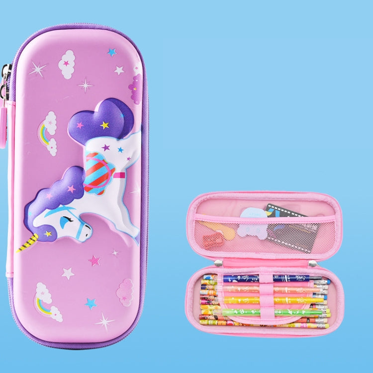 Uime EVA 3D Multi-compartment Pencil Case Stationery Box Children School Supplies(Purple Pony)