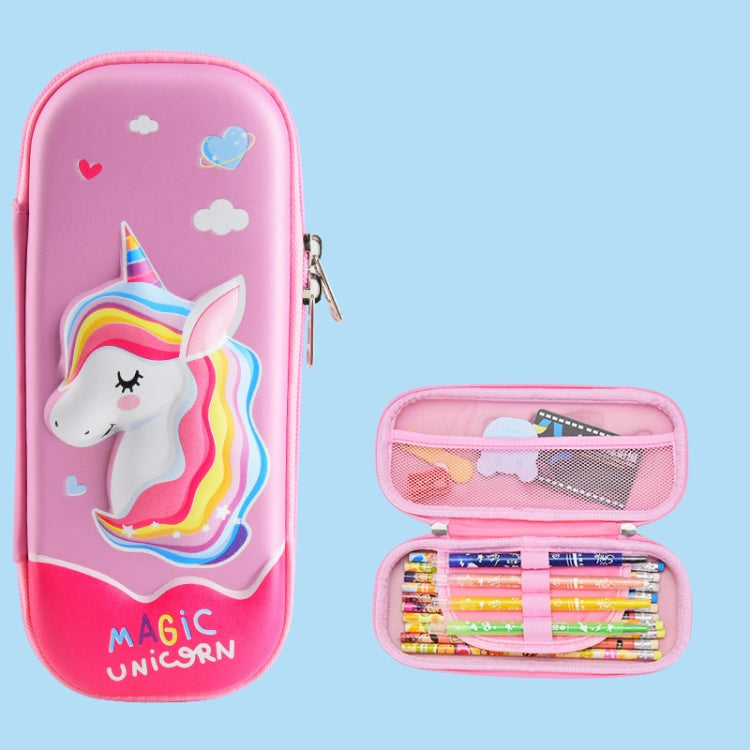 Uime EVA 3D Multi-compartment Pencil Case Stationery Box Children School Supplies(Rainbow Horse)