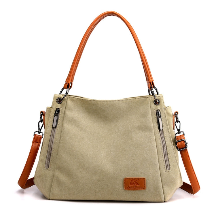 T-1983 Ladies Large Capacity Canvas Shoulder Bag(Khaki)