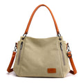 T-1983 Ladies Large Capacity Canvas Shoulder Bag(Khaki)