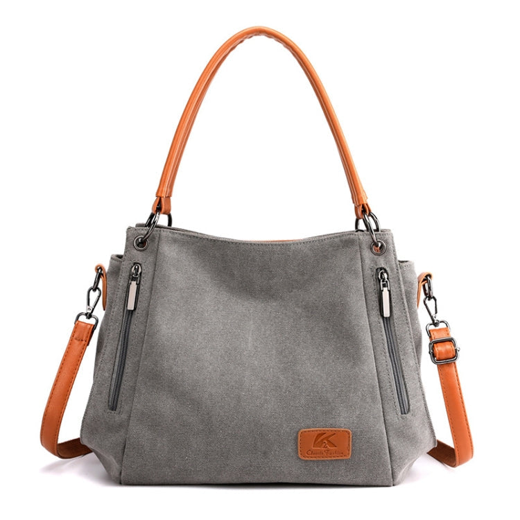 T-1983 Ladies Large Capacity Canvas Shoulder Bag(Grey)