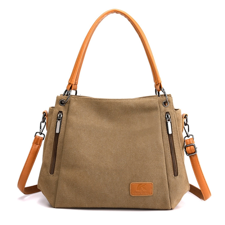 T-1983 Ladies Large Capacity Canvas Shoulder Bag(Brown)