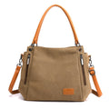T-1983 Ladies Large Capacity Canvas Shoulder Bag(Brown)