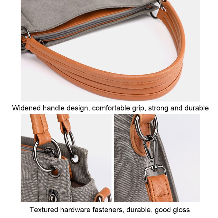T-1983 Ladies Large Capacity Canvas Shoulder Bag(Grey)