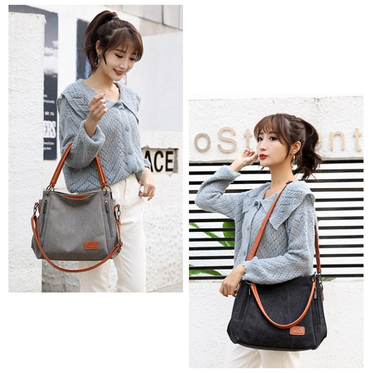 T-1983 Ladies Large Capacity Canvas Shoulder Bag(Brown)