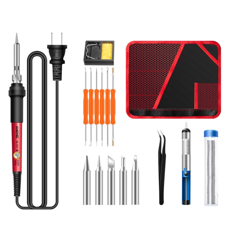 ANENG SL101 17pcs/set Rotary Thermostat Household Constant Temperature Soldering Iron Set 60W Internal Heat Welding Tool Kit(US Plug)
