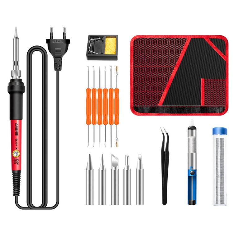 ANENG SL101 17pcs/set Rotary Thermostat Household Constant Temperature Soldering Iron Set 60W Internal Heat Welding Tool Kit(EU Plug)