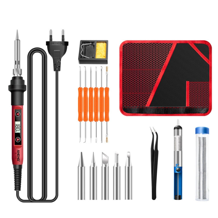 ANENG SL102 17pcs/set Digital Thermostat Household Constant Temperature Soldering Iron Set 60W Internal Heat Welding Tool Kit(EU Plug)